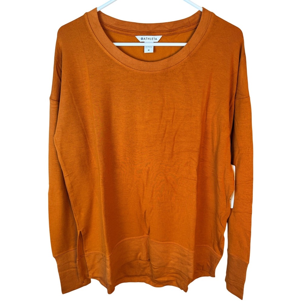 Athleta Coaster Luxe Sweatshirt Burnt Orange Modal Blend Thumbhole 870422 M